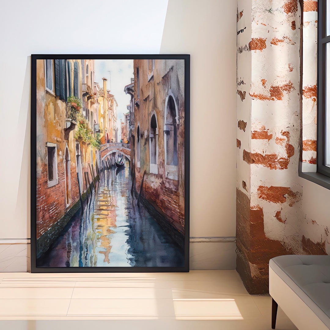 Venice Italy Watercolour Painting Poster Wall Art Canal City Landscape Print Gift for Europe Lovers and Fans of Scenic Italian Architecture
