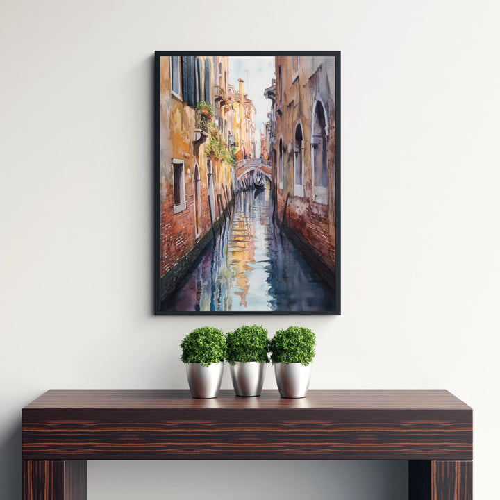 Venice Italy Watercolour Painting Poster Wall Art Canal City Landscape Print Gift for Europe Lovers and Fans of Scenic Italian Architecture