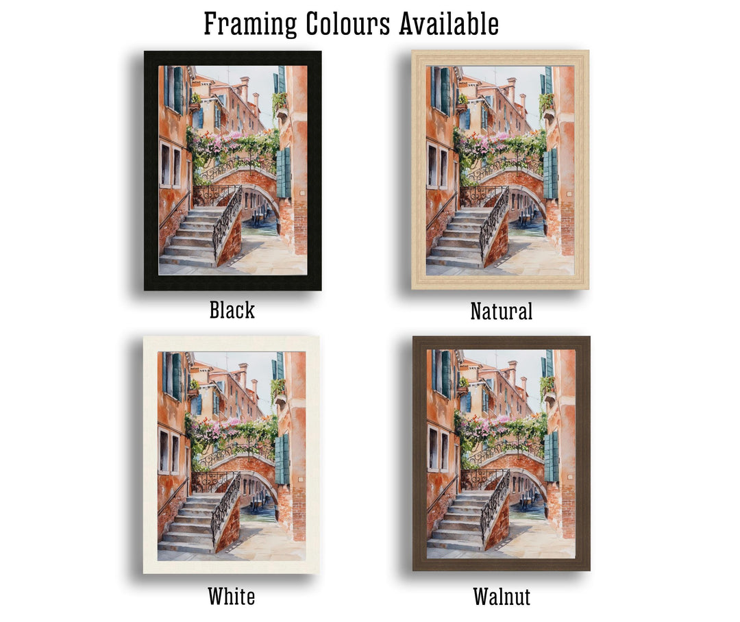 Venice Italy Watercolour Painting Poster Wall Art Canal City Landscape Print Gift for Europe Lovers and Fans of Scenic Italian Architecture