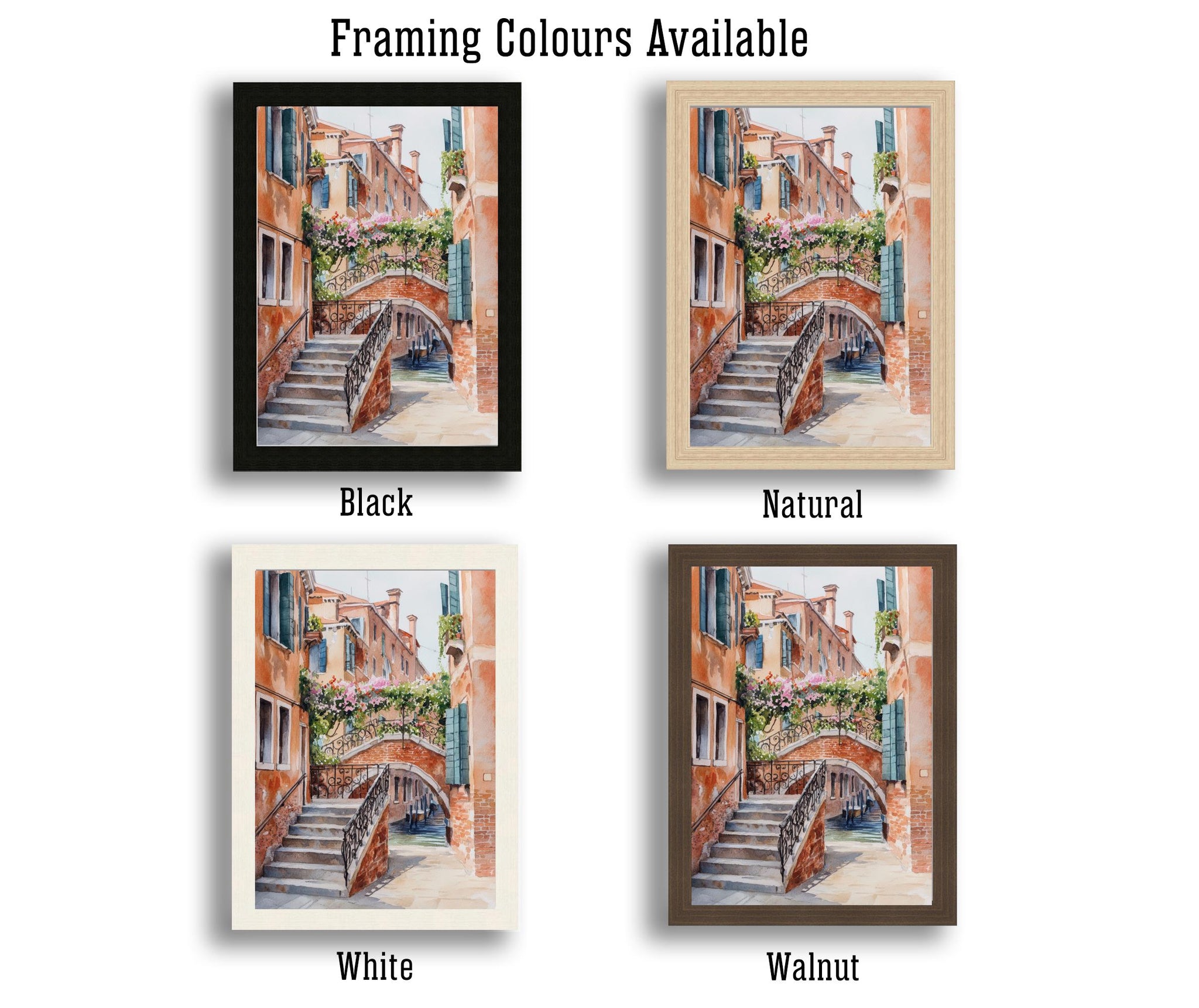 Venice Italy Watercolour Painting Poster Wall Art Canal City Landscape Print Gift for Europe Lovers and Fans of Scenic Italian Architecture