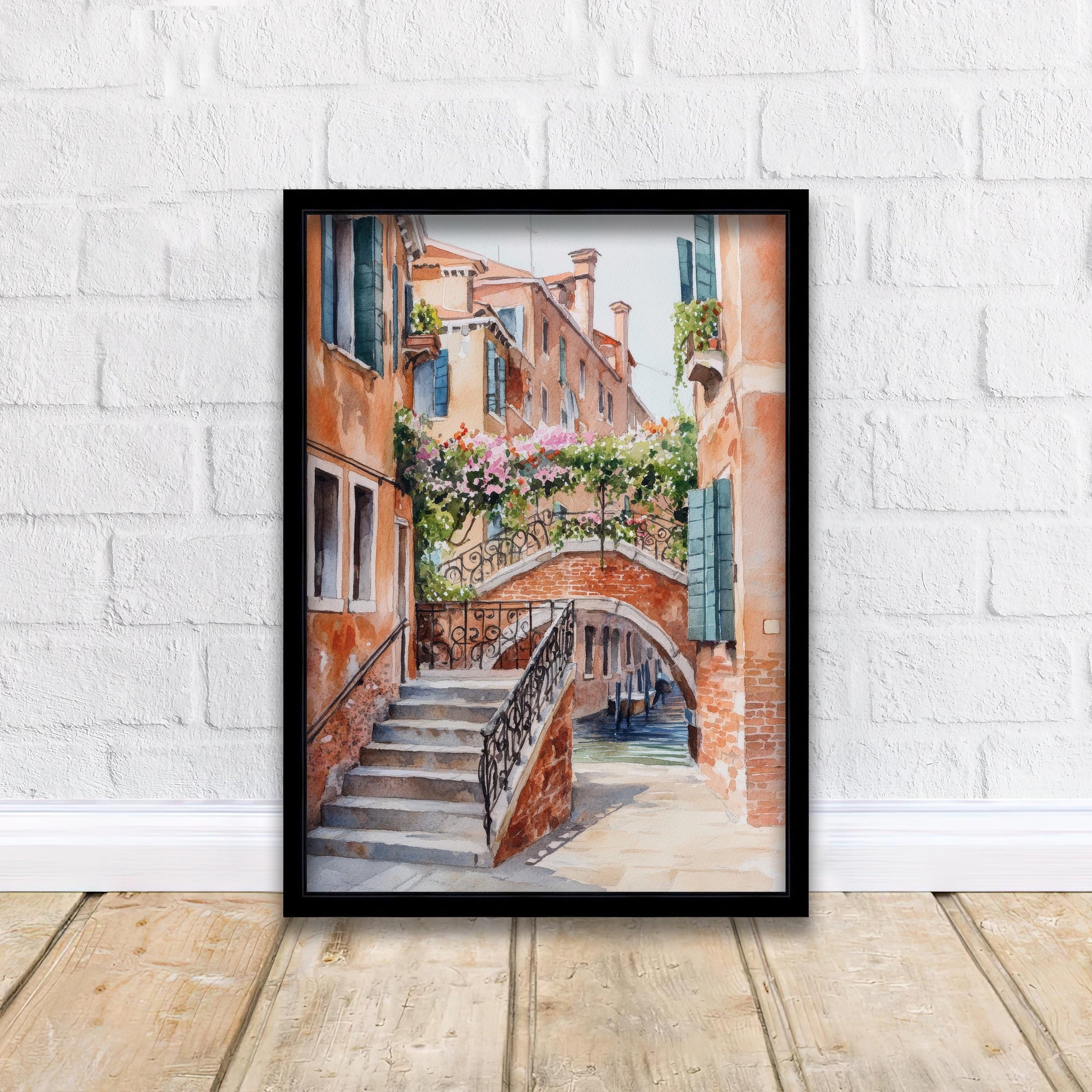 Venice Italy Watercolour Painting Poster Wall Art Canal City Landscape Print Gift for Europe Lovers and Fans of Scenic Italian Architecture