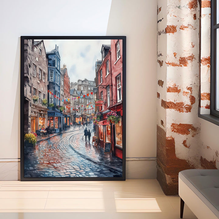 Edinburgh Watercolour Painting Poster Scotland Wall Art Historic City Landscape Print Gift for UK Travel Lovers and Fans of Scenic Scottish