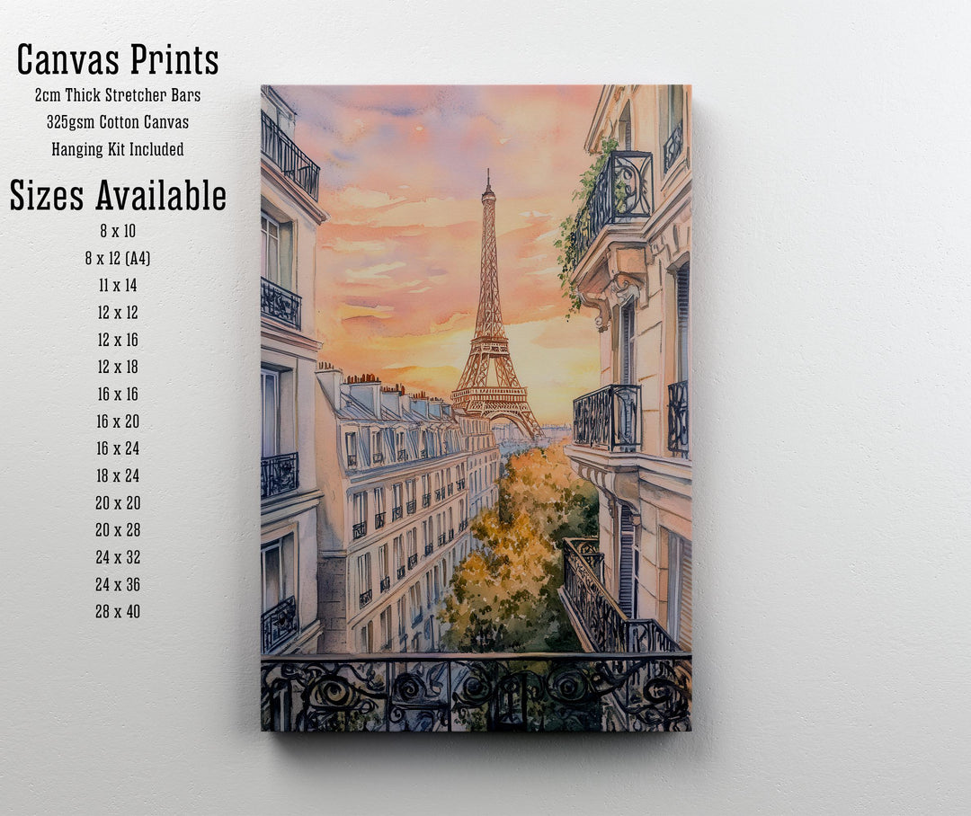 Paris Watercolour Painting Poster France Wall Art City Landscape Print Gift for Europe Travel Lovers and Fans of Scenic French Architecture