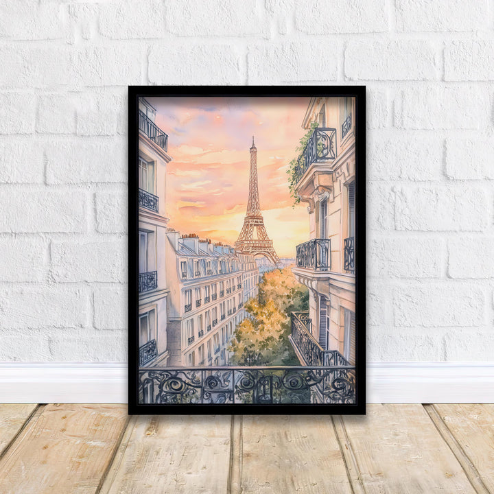Paris Watercolour Painting Poster France Wall Art City Landscape Print Gift for Europe Travel Lovers and Fans of Scenic French Architecture