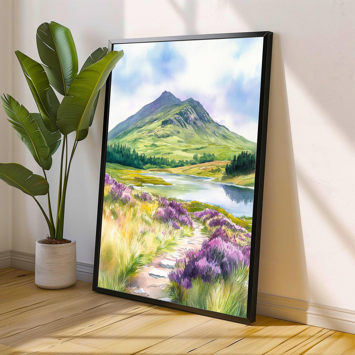Ben Ledi Watercolour Painting Poster Scotland Wall Art Mountain Landscape Print Gift for UK Nature Lovers and Fans of Scenic Scottish