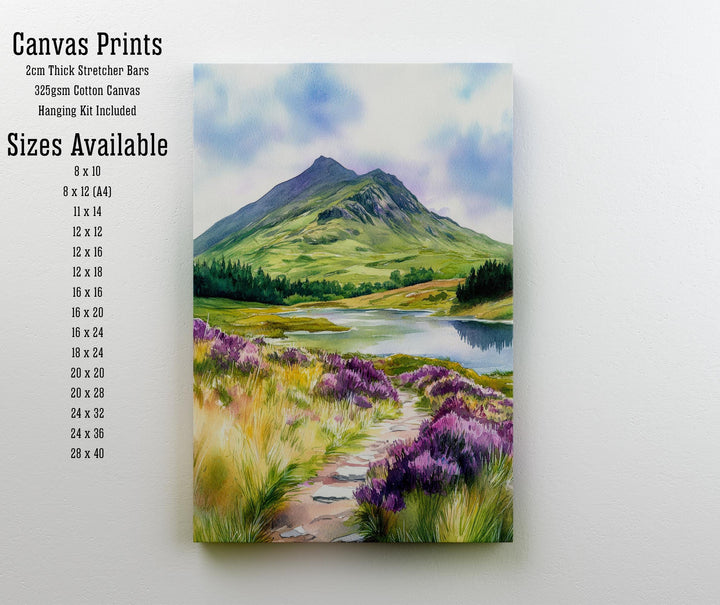 Ben Ledi Watercolour Painting Poster Scotland Wall Art Mountain Landscape Print Gift for UK Nature Lovers and Fans of Scenic Scottish