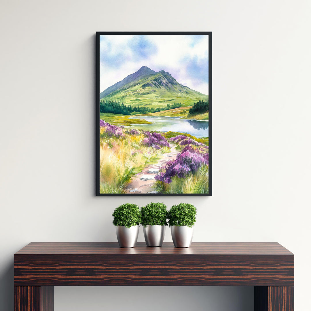 Ben Ledi Watercolour Painting Poster Scotland Wall Art Mountain Landscape Print Gift for UK Nature Lovers and Fans of Scenic Scottish