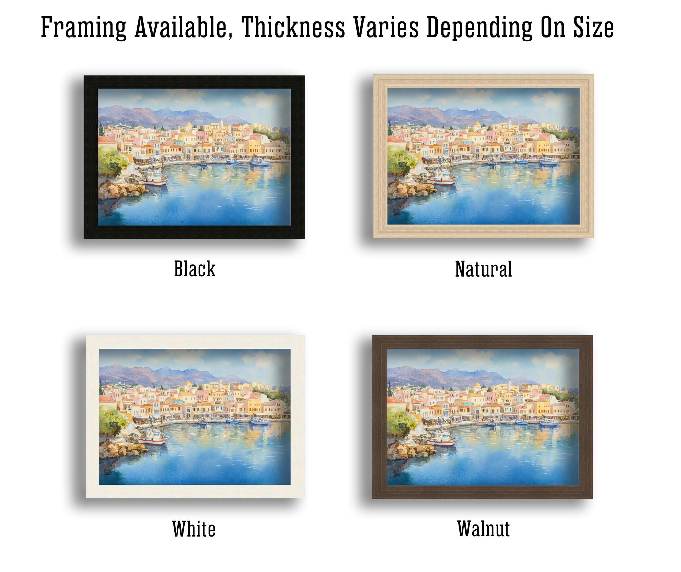 Agios Watercolour Painting Poster Crete Greece Wall Art Coastal Village Scene Print Gift for Europe Lovers and Fans of Scenic Greek Island