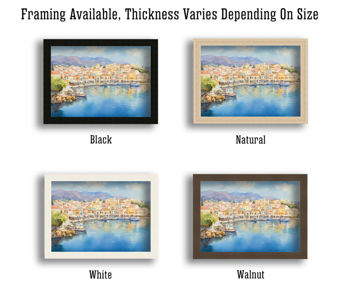 Agios Watercolour Painting Poster Crete Greece Wall Art Coastal Village Scene Print Gift for Europe Lovers and Fans of Scenic Greek Island