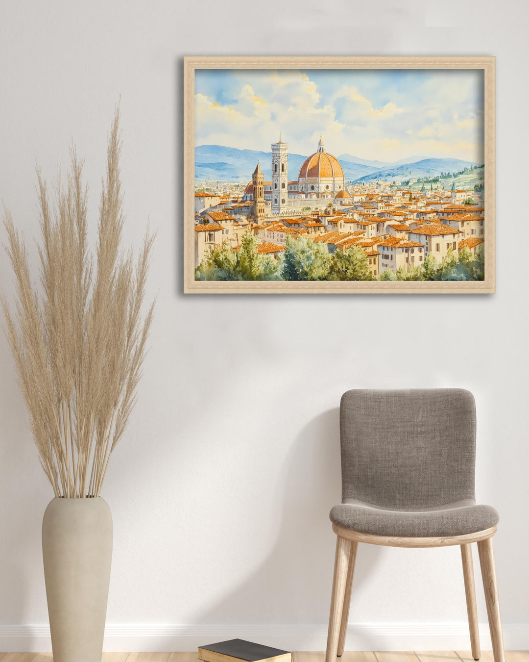 Florence Italy Watercolour Painting Poster Wall Art City Landscape Print Gift for Europe Lovers and Fans of Scenic Italian Architecture