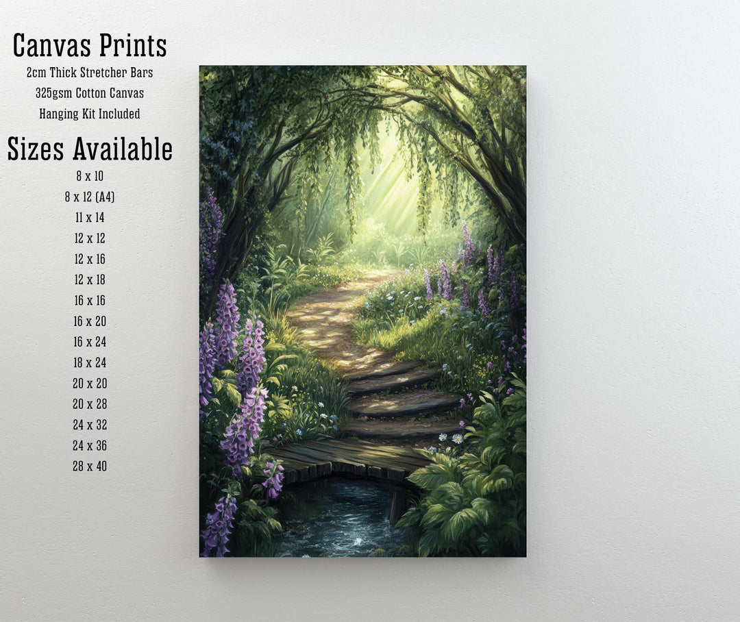 Fairy Forest Path Art Print Enchanted Woodland Wall Art Cottagecore Fairycore Painting Magical Nature Scene Home Decor