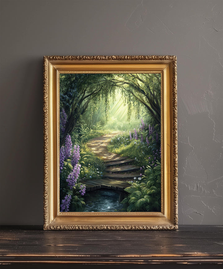 Fairy Forest Path Art Print Enchanted Woodland Wall Art Cottagecore Fairycore Painting Magical Nature Scene Home Decor