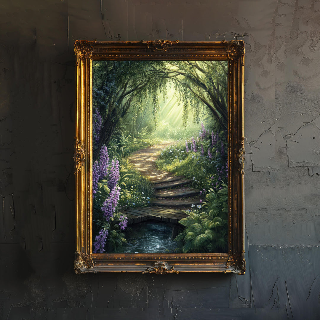Fairy Forest Path Art Print Enchanted Woodland Wall Art Cottagecore Fairycore Painting Magical Nature Scene Home Decor