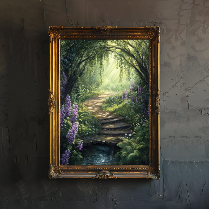 Fairy Forest Path Art Print Enchanted Woodland Wall Art Cottagecore Fairycore Painting Magical Nature Scene Home Decor