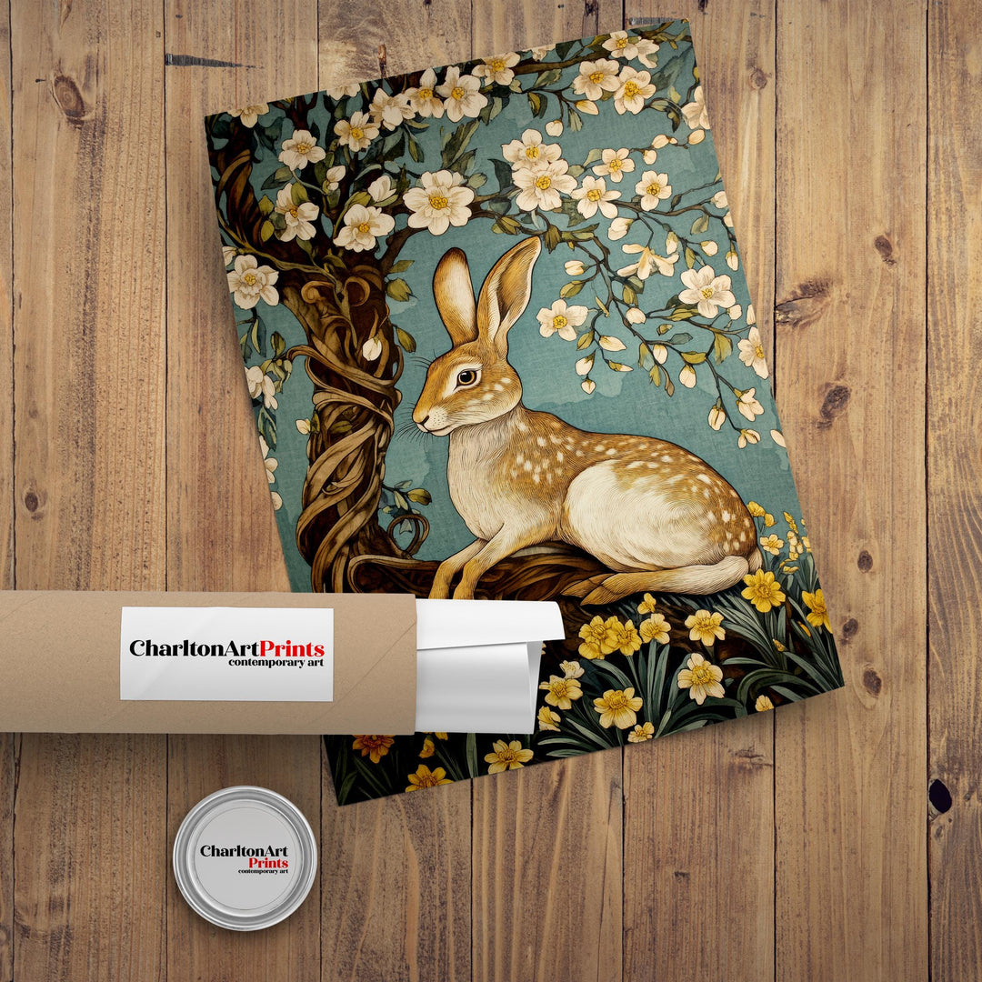 William Morris Hare Under Blossom Tree Art Print Botanical Animal Wall Art Arts And Crafts Style Nature Design Home Decor
