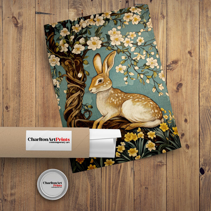 William Morris Hare Under Blossom Tree Art Print Botanical Animal Wall Art Arts And Crafts Style Nature Design Home Decor