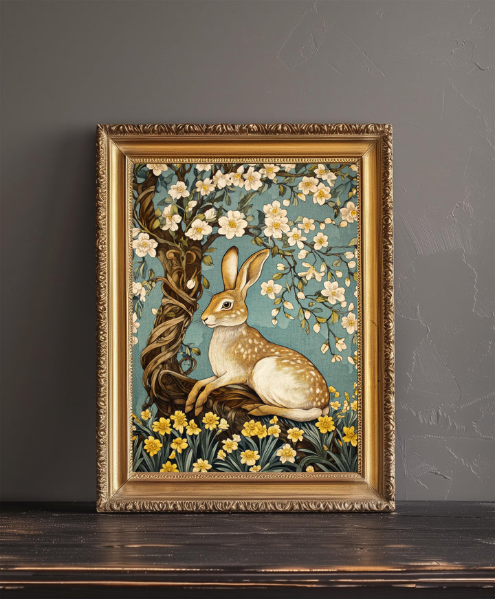 William Morris Hare Under Blossom Tree Art Print Botanical Animal Wall Art Arts And Crafts Style Nature Design Home Decor
