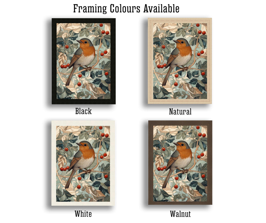 William Morris Robin In Hawthorn Bush Art Print Botanical Bird Wall Art Arts And Crafts Nature Design Vintage Home Decor