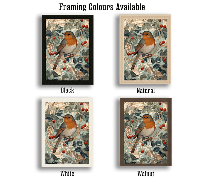 William Morris Robin In Hawthorn Bush Art Print Botanical Bird Wall Art Arts And Crafts Nature Design Vintage Home Decor
