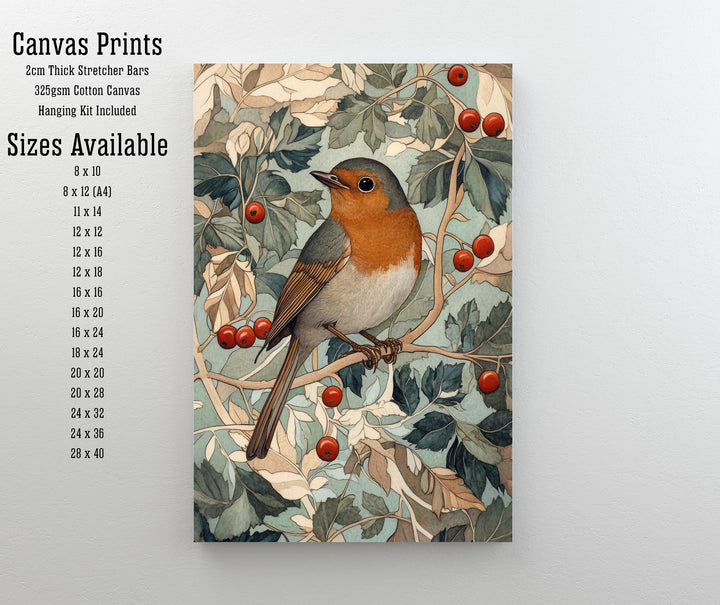 William Morris Robin In Hawthorn Bush Art Print Botanical Bird Wall Art Arts And Crafts Nature Design Vintage Home Decor