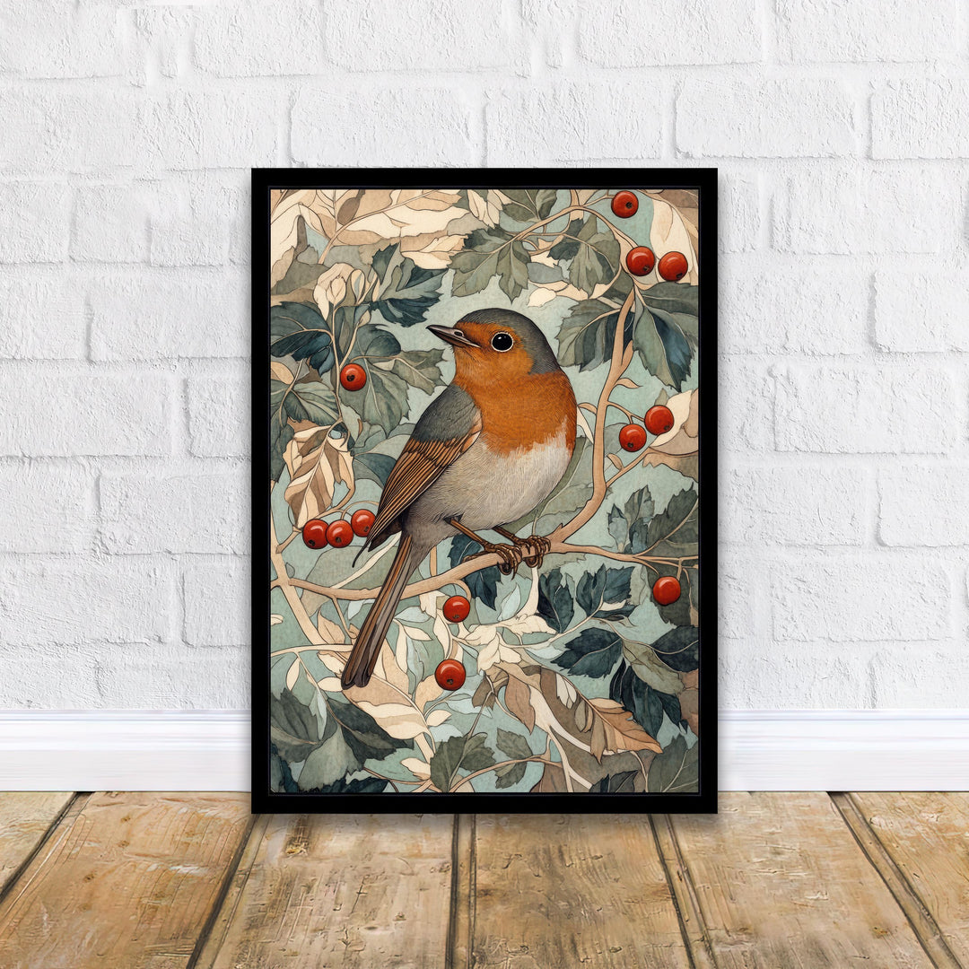 William Morris Robin In Hawthorn Bush Art Print Botanical Bird Wall Art Arts And Crafts Nature Design Vintage Home Decor