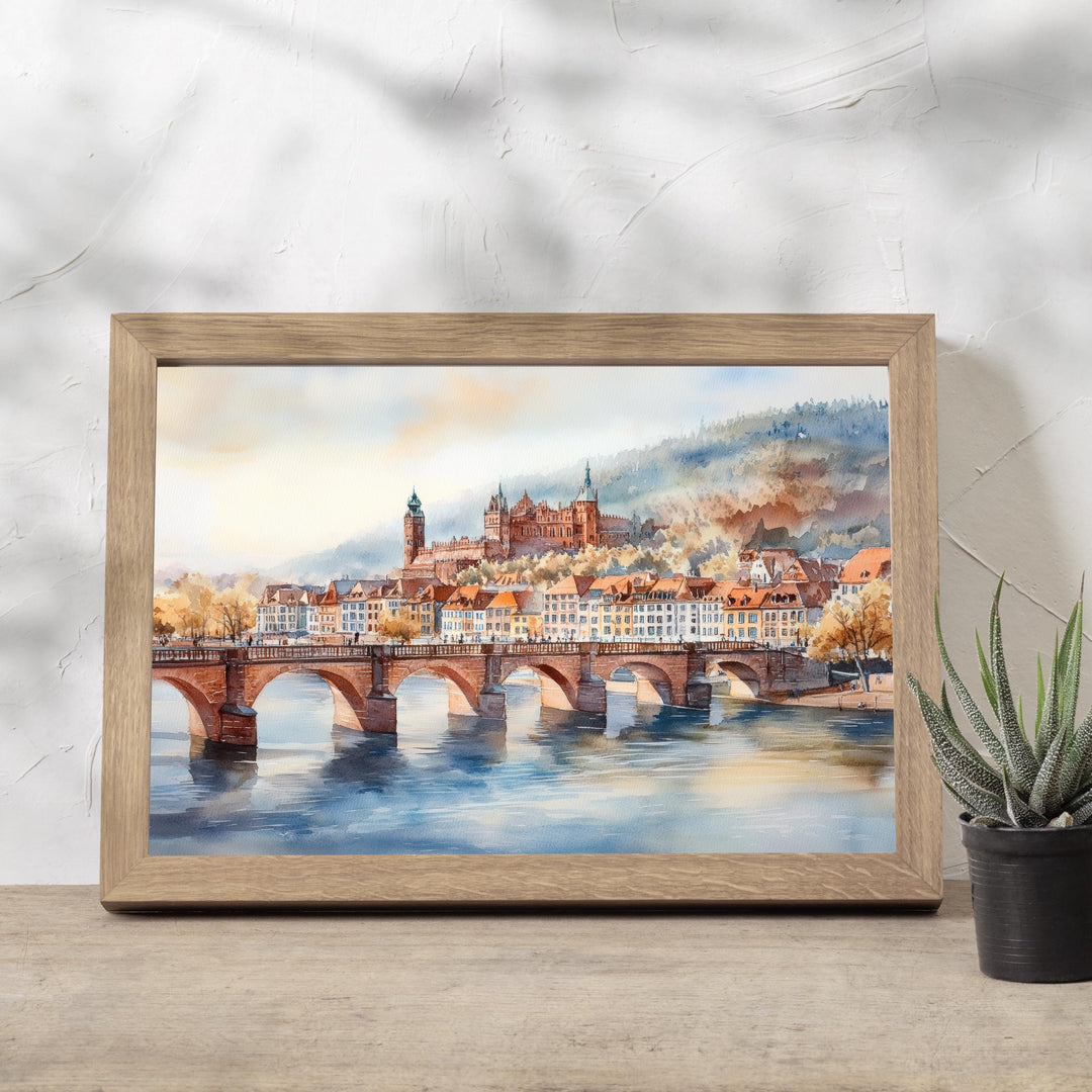 Heidelberg Travel Poster Print Germany Wall Art Historic City Landscape Gift for Europe Lovers and Fans of Scenic German Architecture