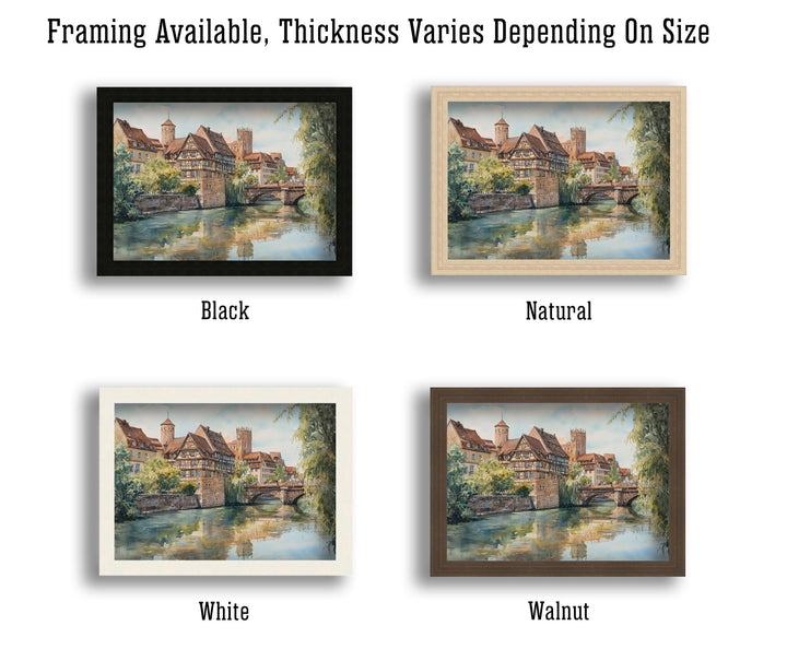 Nuremberg Landscape Painting Poster Germany Wall Art Historic City River Scene Print Gift for Europe Lovers and Fans of Scenic German