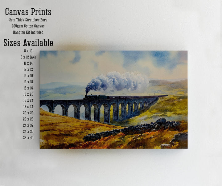 Ribblehead Viaduct Travel Poster Print Yorkshire Dales England Wall Art Countryside Landscape Gift for UK Lovers and Fans of Scenic British