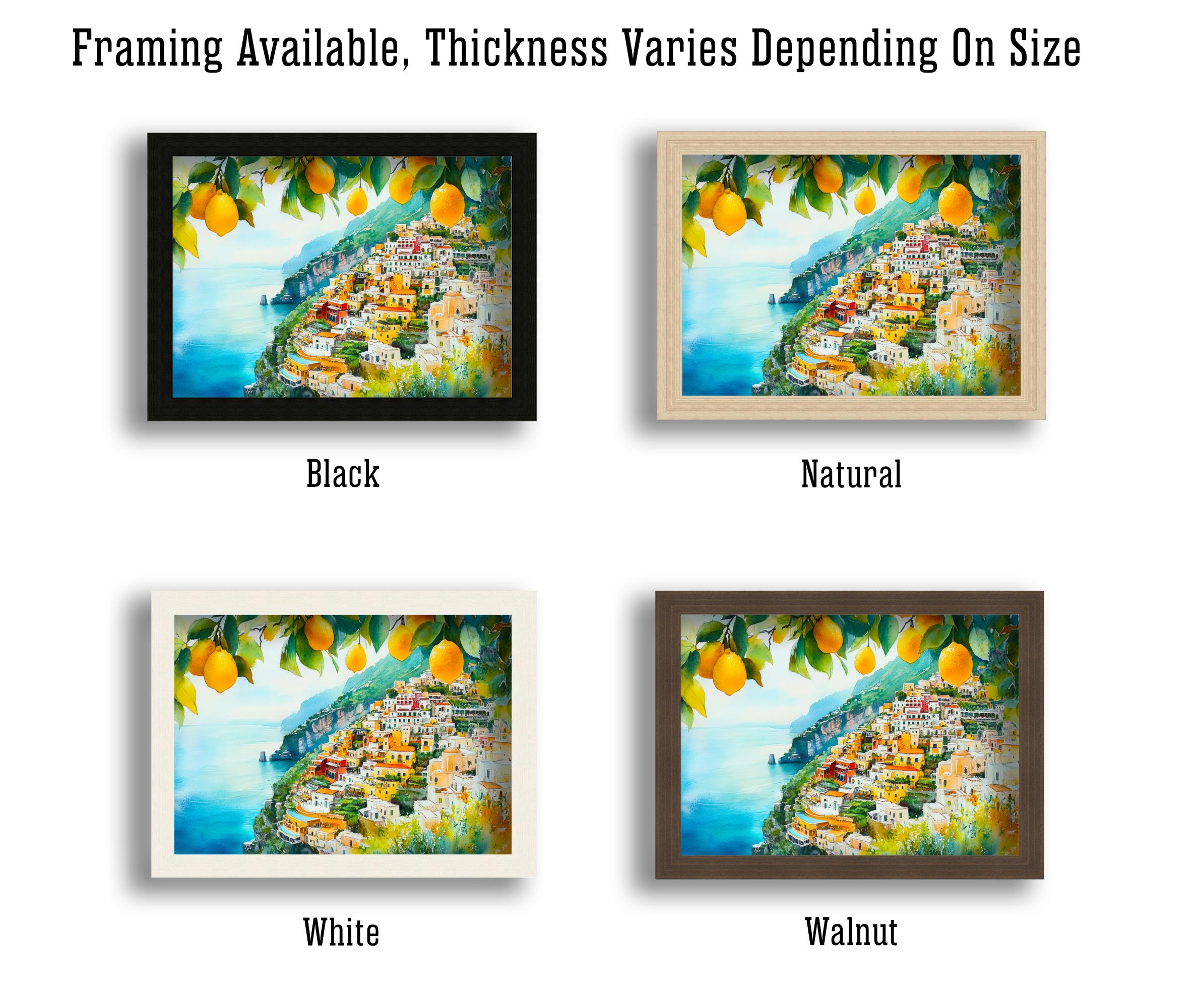 Santorini Watercolor Landscape Painting Poster Greece Wall Art Coastal Village Print Gift for Europe Lovers and Fans of Scenic Greek Island