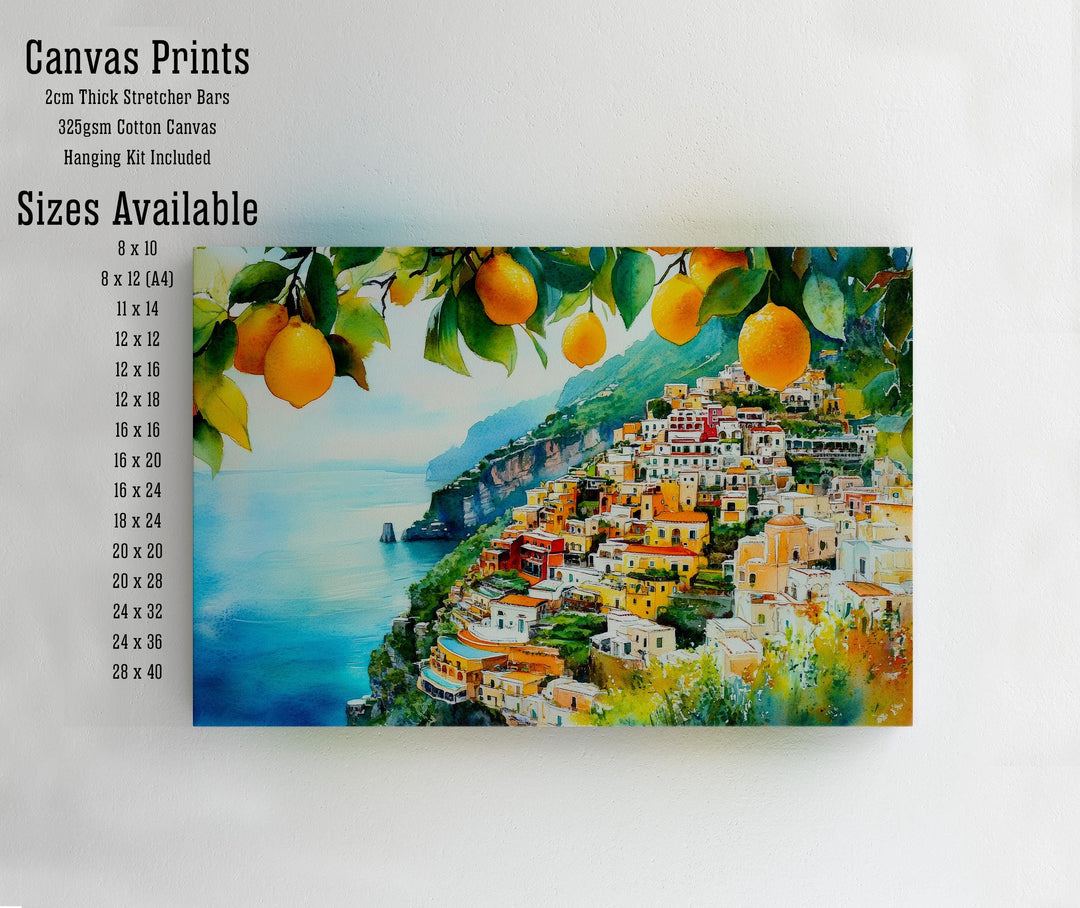 Santorini Watercolor Landscape Painting Poster Greece Wall Art Coastal Village Print Gift for Europe Lovers and Fans of Scenic Greek Island
