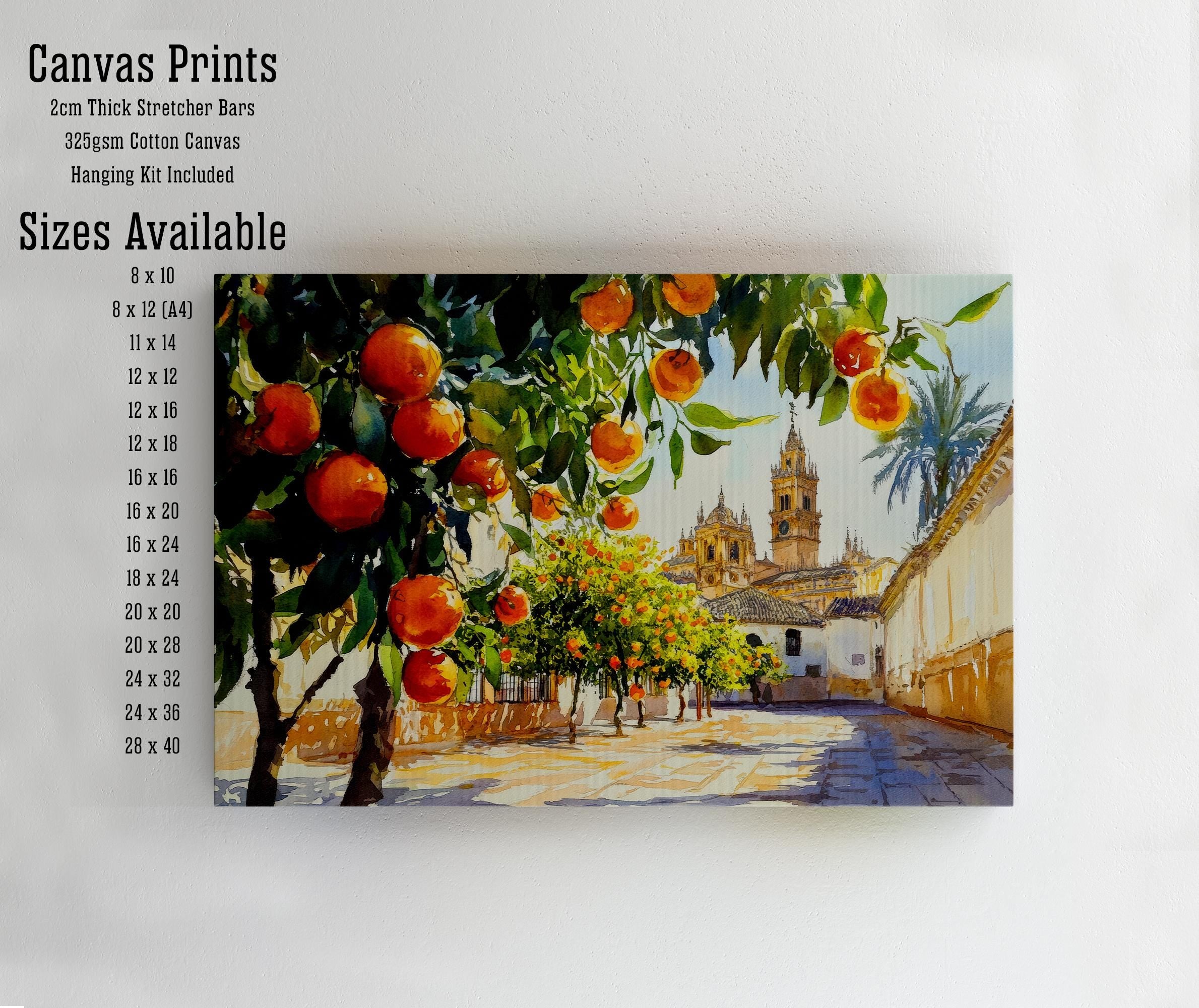 Seville Spain Watercolor Landscape Painting Poster Andalusia Wall Art Historic City Print Gift for Europe Lovers and Fans of Scenic Spanish