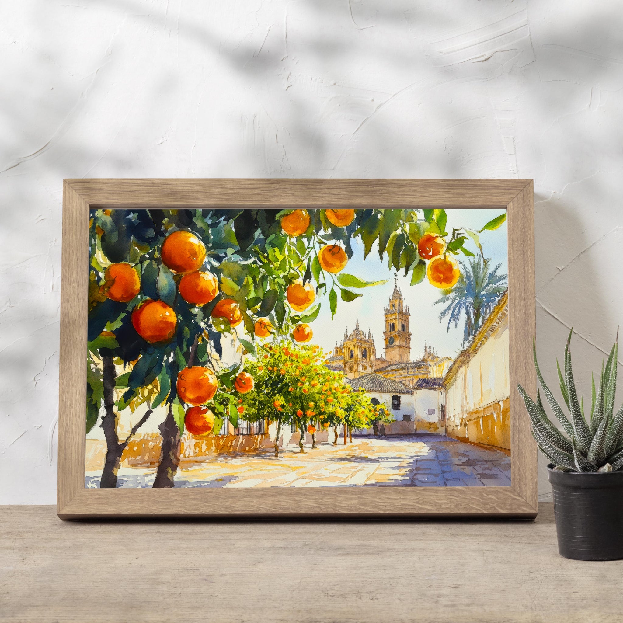 Seville Spain Watercolor Landscape Painting Poster Andalusia Wall Art Historic City Print Gift for Europe Lovers and Fans of Scenic Spanish