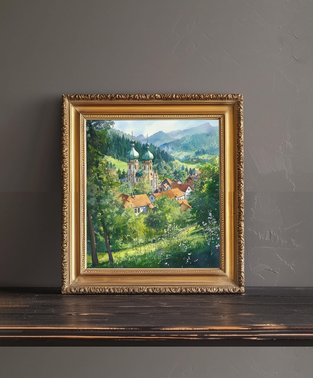 St Blasien Germany Travel Poster Print Black Forest Wall Art Mountain Village Landscape Gift for Europe Lovers and Fans of Scenic German
