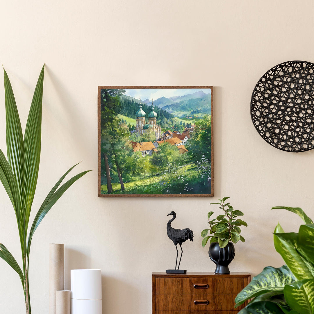 St Blasien Germany Travel Poster Print Black Forest Wall Art Mountain Village Landscape Gift for Europe Lovers and Fans of Scenic German