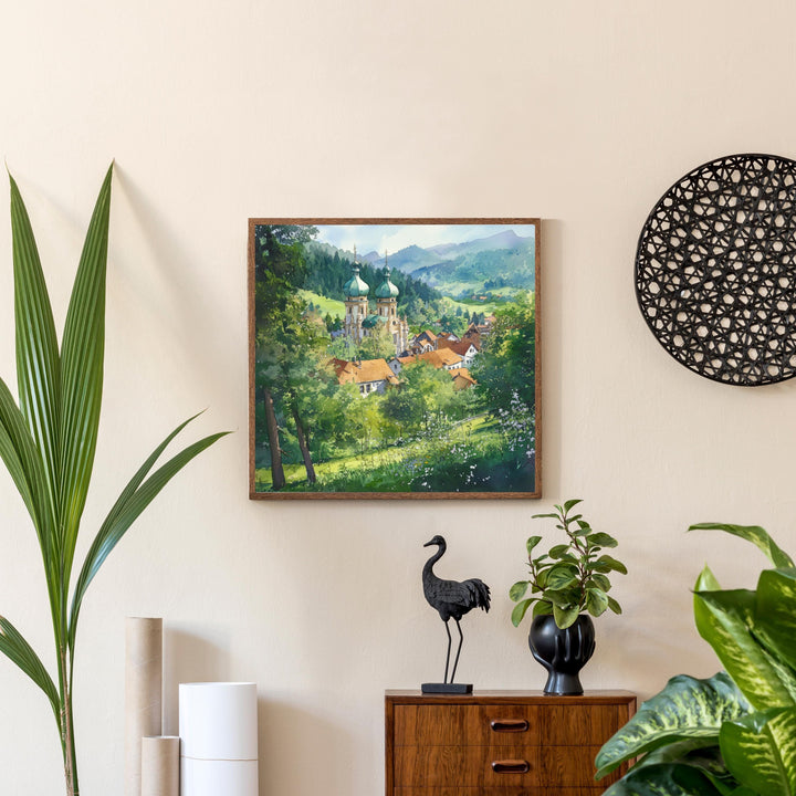 St Blasien Germany Travel Poster Print Black Forest Wall Art Mountain Village Landscape Gift for Europe Lovers and Fans of Scenic German