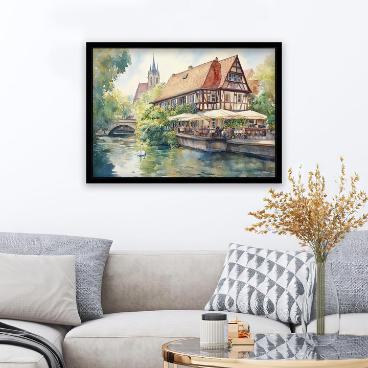 Stuttgart Travel Poster Print Germany Wall Art City Skyline Landscape Gift for Europe Lovers and Fans of Scenic German Architecture