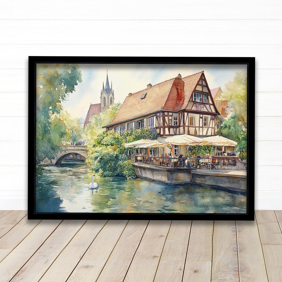 Stuttgart Travel Poster Print Germany Wall Art City Skyline Landscape Gift for Europe Lovers and Fans of Scenic German Architecture