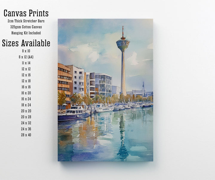 Dusseldorf Watercolour Painting Poster Germany Wall Art City Skyline Landscape Print Gift for Europe Lovers and Fans of Scenic German