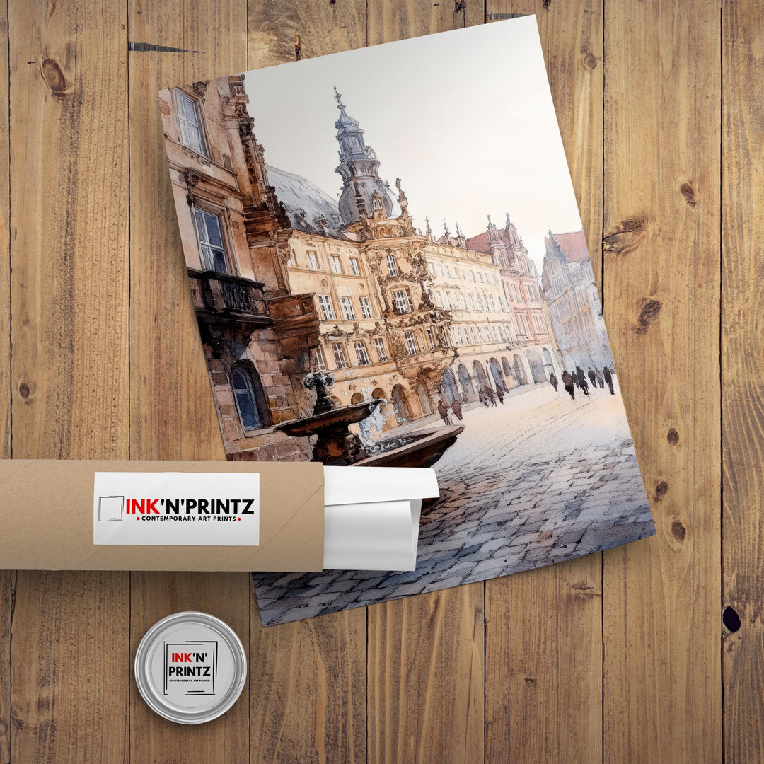 Dresden Germany Travel Poster Print Wall Art Historic City Landscape Gift for Europe Lovers and Fans of Scenic German Architecture