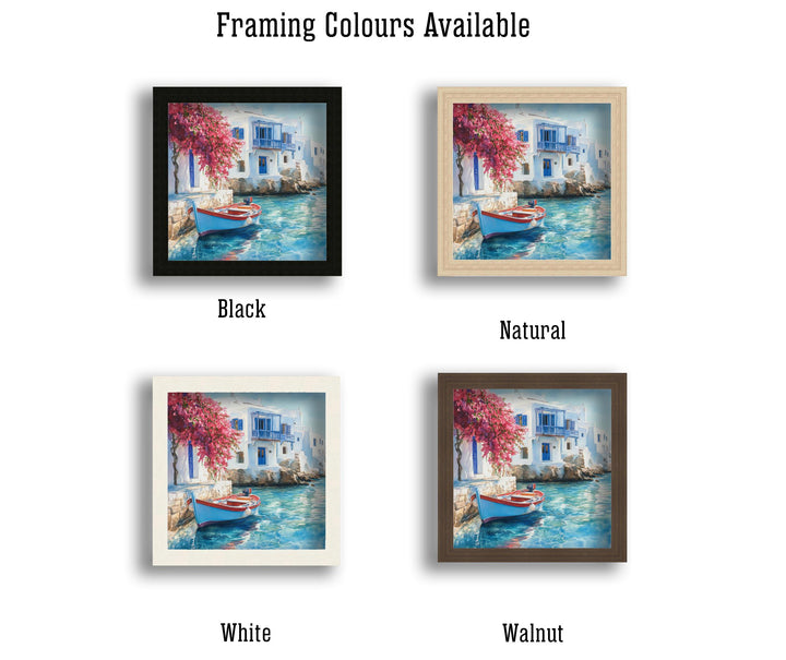 Mykonos Landscape Watercolour Painting Poster Greece Wall Art Coastal Island Scene Print Gift for Europe Lovers and Fans of Scenic Greek