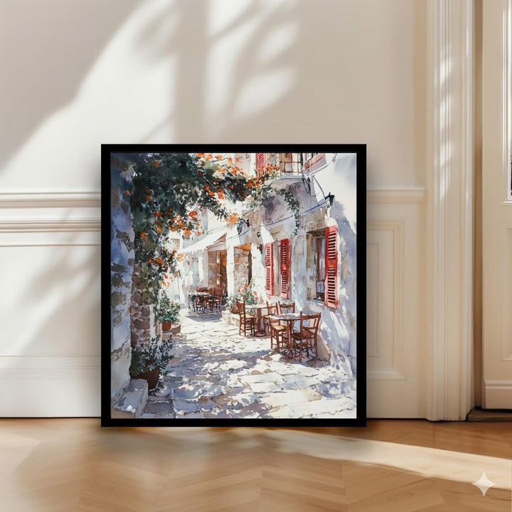 Naxos Greece Watercolour Landscape Painting Poster Wall Art Coastal Island Scene Print Gift for Europe Lovers and Fans of Scenic Greek