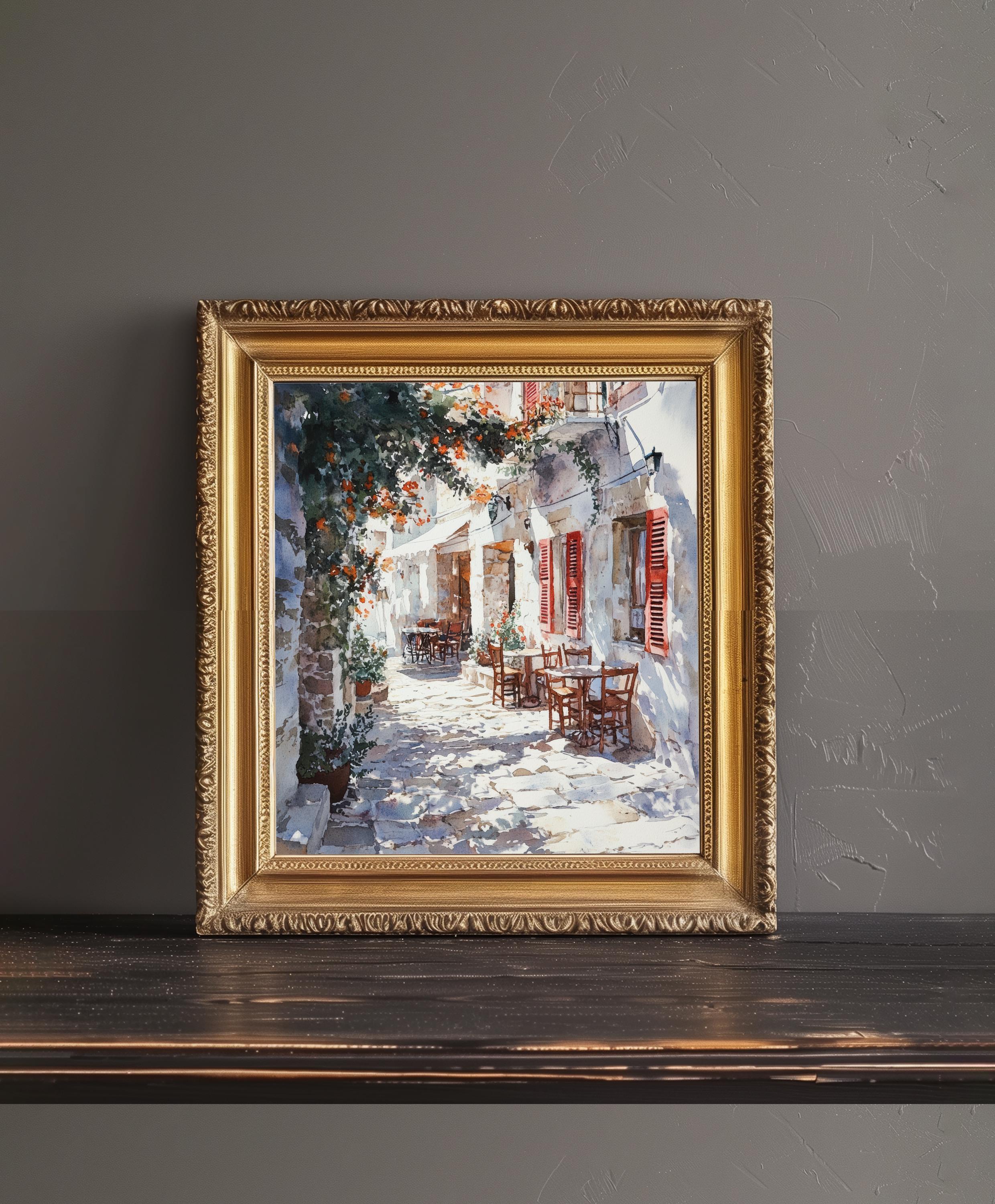 Naxos Greece Watercolour Landscape Painting Poster Wall Art Coastal Island Scene Print Gift for Europe Lovers and Fans of Scenic Greek