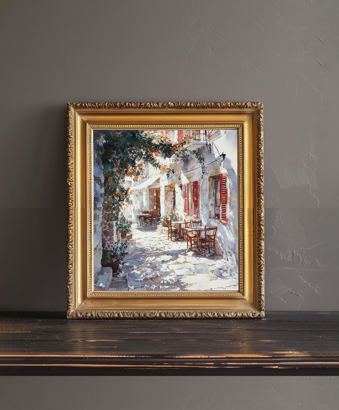 Naxos Greece Watercolour Landscape Painting Poster Wall Art Coastal Island Scene Print Gift for Europe Lovers and Fans of Scenic Greek