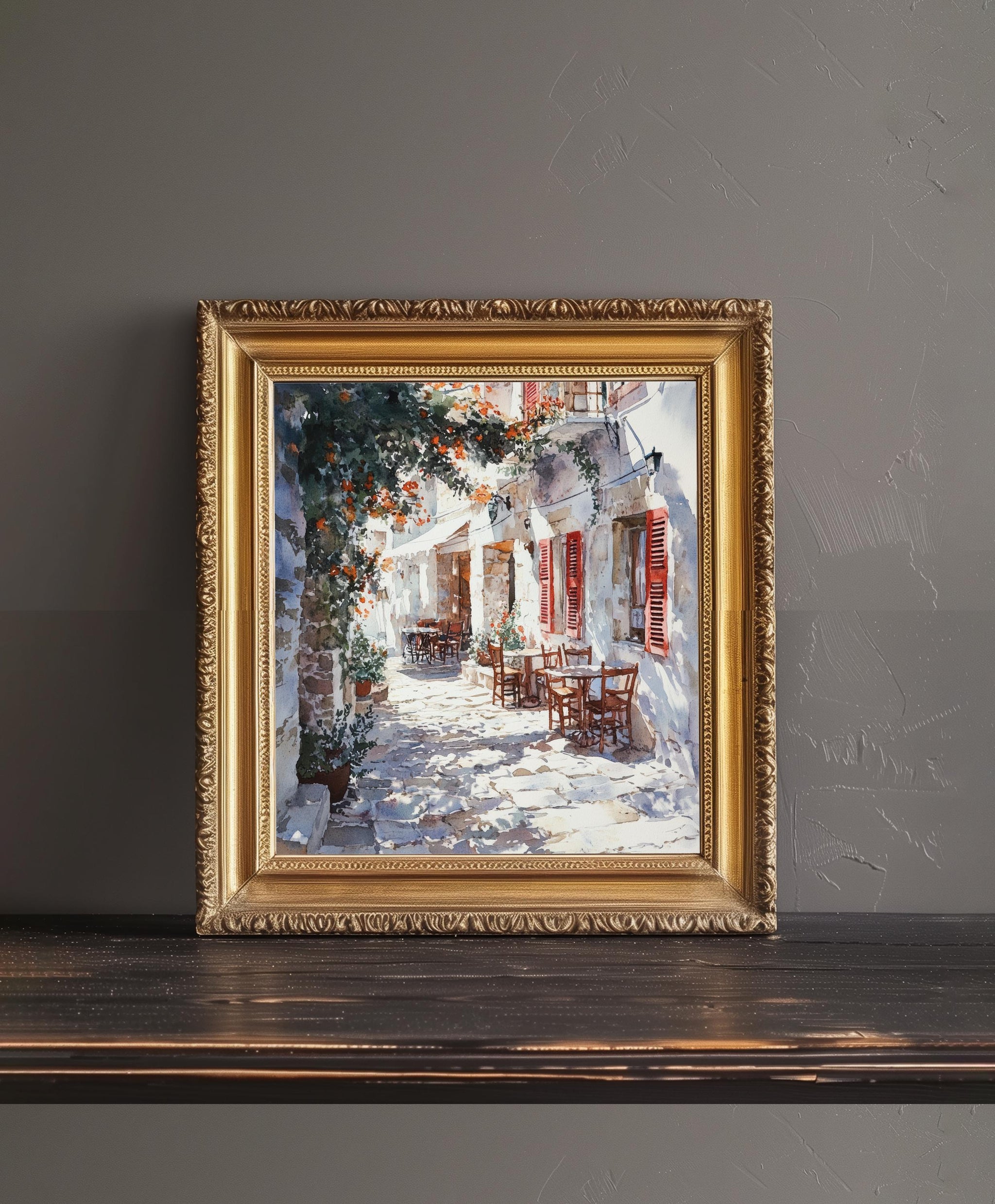 Naxos Greece Watercolour Landscape Painting Poster Wall Art Coastal Island Scene Print Gift for Europe Lovers and Fans of Scenic Greek