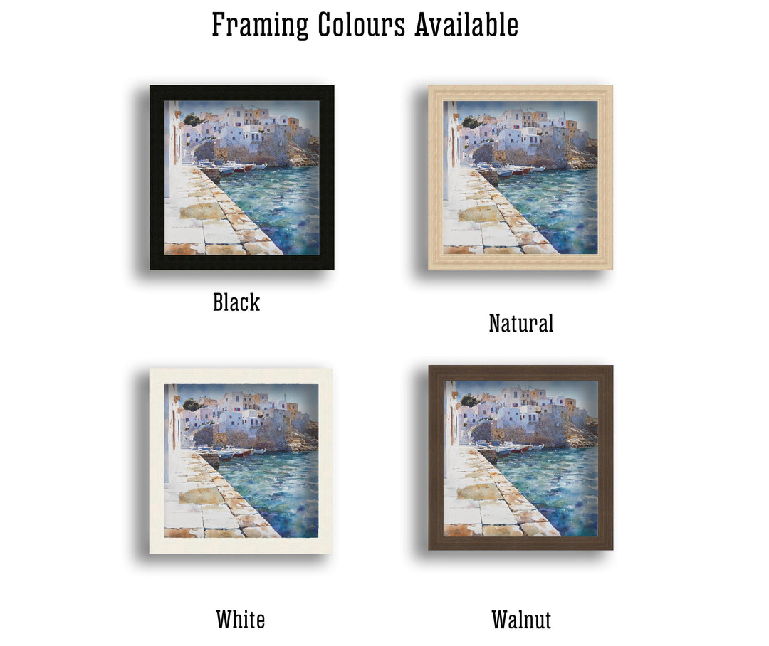 Naxos Greece Watercolour Landscape Painting Poster Wall Art Coastal Island Scene Print Gift for Europe Lovers and Fans of Scenic Greek