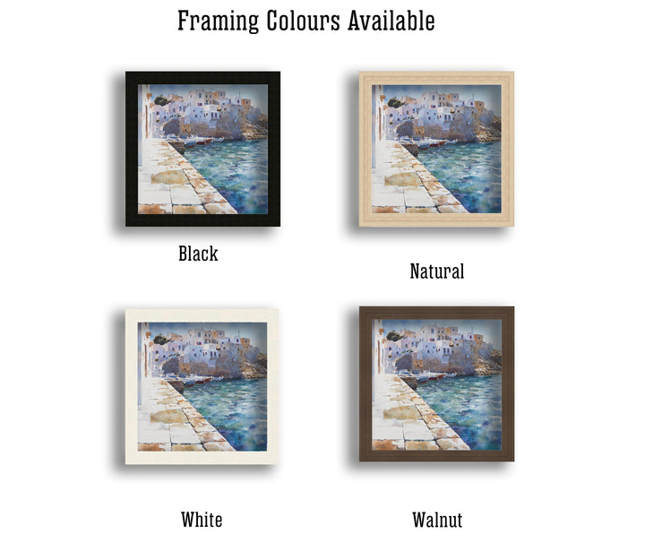 Naxos Greece Watercolour Landscape Painting Poster Wall Art Coastal Island Scene Print Gift for Europe Lovers and Fans of Scenic Greek