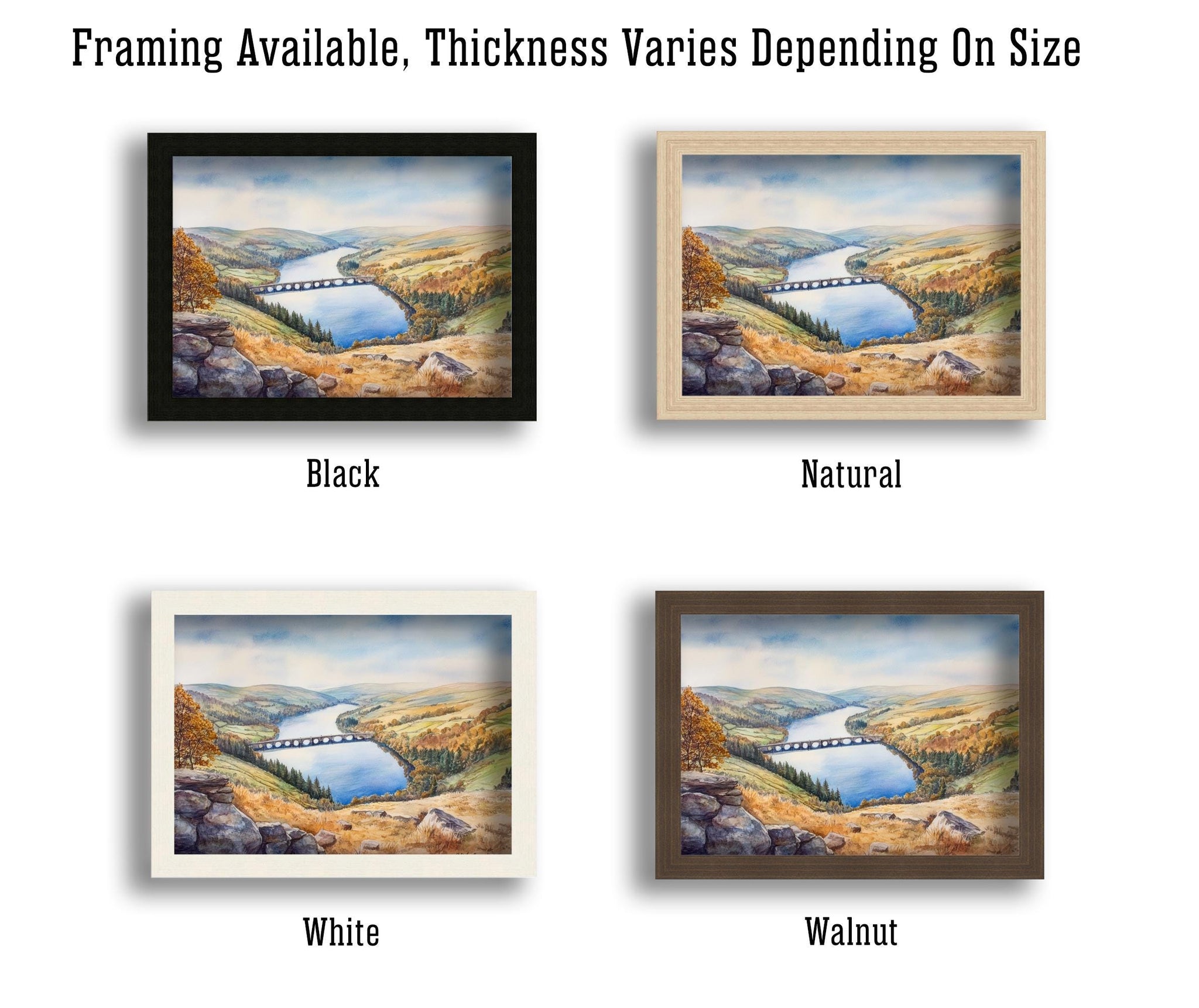 Peak District Watercolour Painting Poster England Wall Art Countryside Landscape Print Gift for UK Nature Lovers and Fans of Scenic British