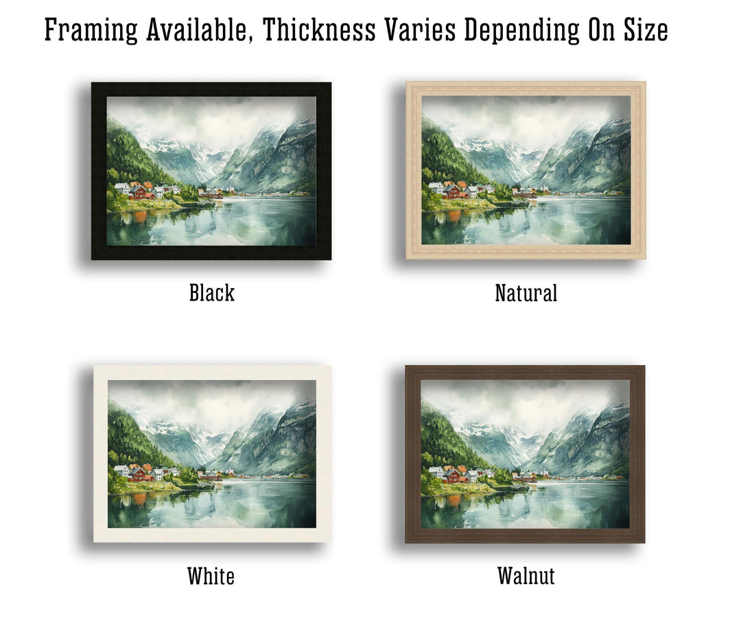 Olden Watercolour Painting Poster Norway Wall Art Fjord Landscape Print Gift for Europe Travel Lovers and Fans of Scenic Nordic Mountain