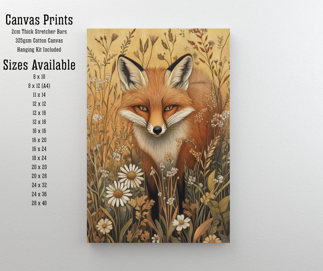 William Morris Fox in Meadow Poster Cottagecore Decor Dark Academia Art Vintage Botanical Illustration Rustic Nature Wall Art Poster Print