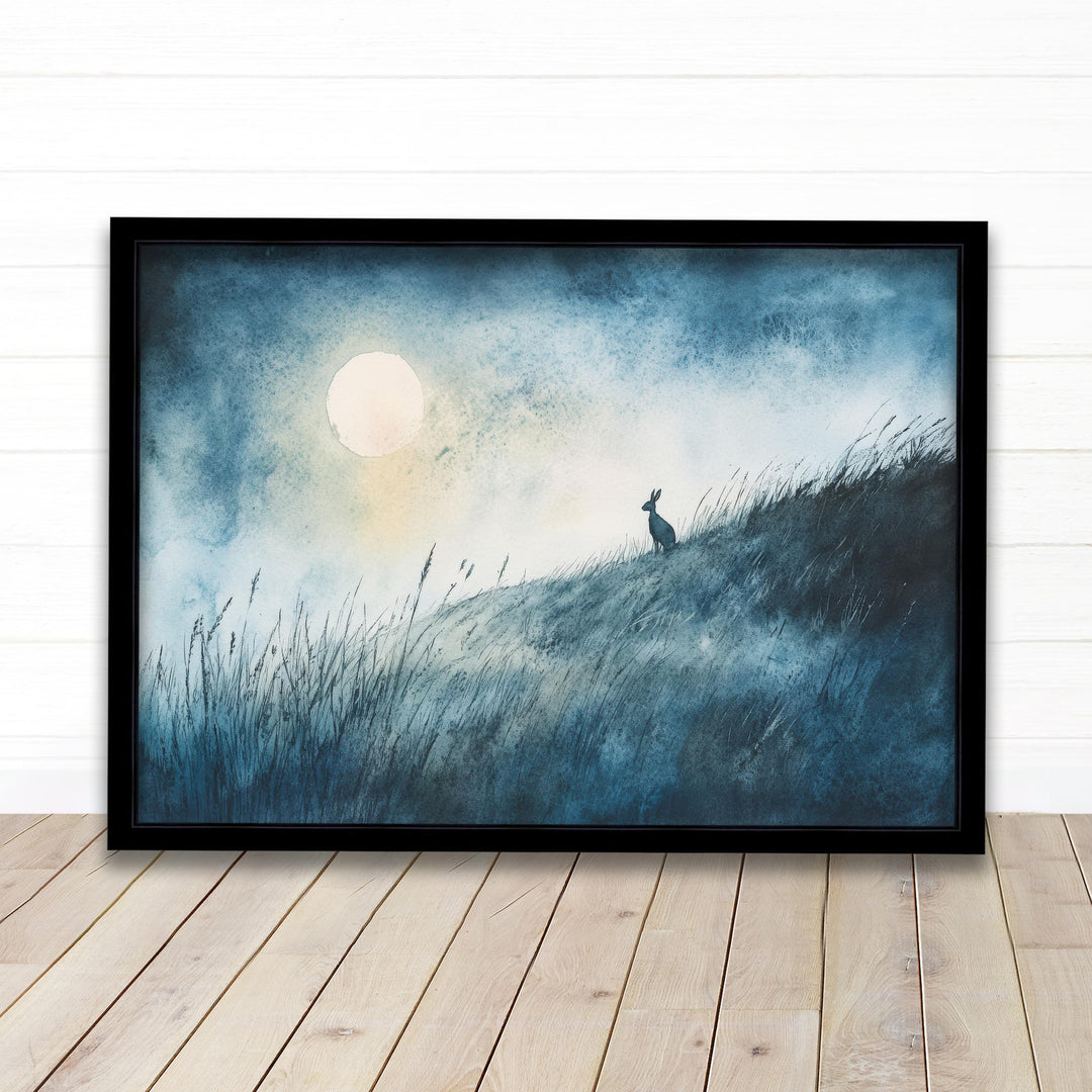 Hare on Moorland Watercolour Poster Cottagecore Decor Nature Art Vintage Wildlife Illustration Rustic Countryside Wall Art Poster Print